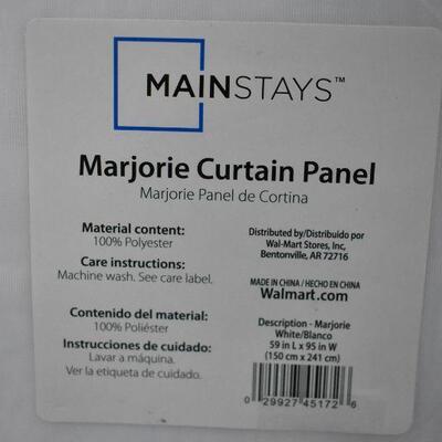 Mainstays Marjorie Sheer Curtain Panels, White, Qty 2, 59