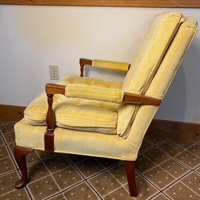 Yellow Side Chair With Wood Accents