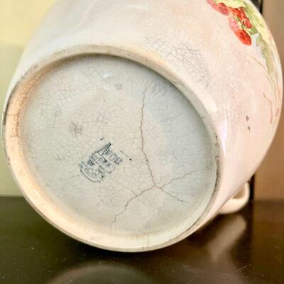 LOT 46  ANTIQUE ROUNDED PITCHER WITH STRAWBERRY MOTIF