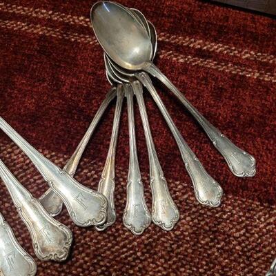 Silver Flatware marked 800 with "F" Monogram