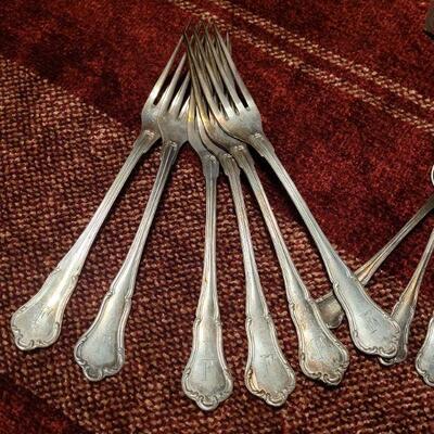 Silver Flatware marked 800 with "F" Monogram