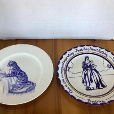 369 Antique Minton Cat Plate and Beatrice Plate 