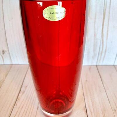 LOT 58  TELEFLORA RED GLASS VASE 