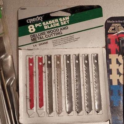 Lot 443: Assorted NEW Tools - Saw Blades, Wood Boring Bit Set and Hex Wrench Set