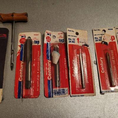 Lot 450: Assorted NEW Tools - Spark Plugs Hole Thread Chaser, Metal Drill Tap and More  