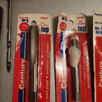 Lot 450: Assorted NEW Tools - Spark Plugs Hole Thread Chaser, Metal Drill Tap and More  