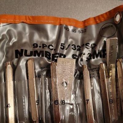 Lot 451: Assorted NEW Tools - 9 pc. Number Stamp Kit, Screw Extractor Kit, Rotary File and MORE 