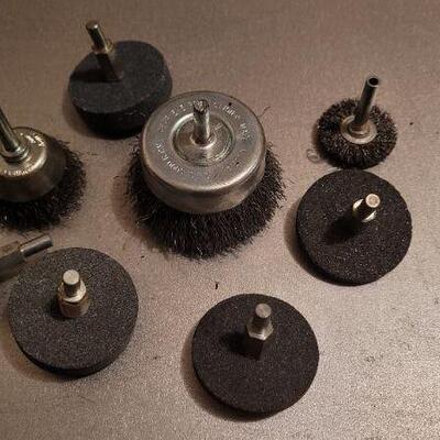 Lot 453: Assorted Vintage Wire Brush and Grinding Stone Drill Attachments 