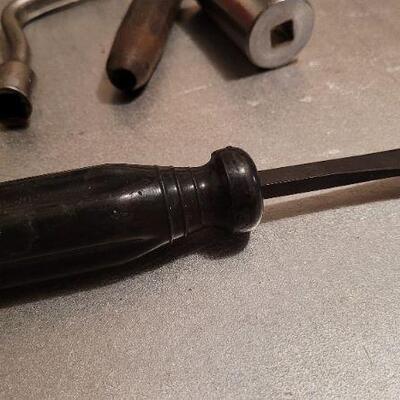Lot 457: Assorted Vintage Hand Tools - Body Work Pry Tools, Metal Stamp Bit and More 