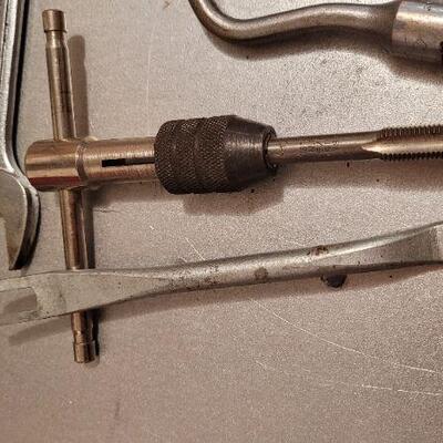 Lot 457: Assorted Vintage Hand Tools - Body Work Pry Tools, Metal Stamp Bit and More 