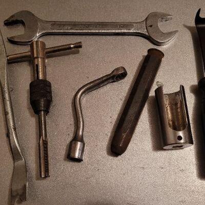 Lot 457: Assorted Vintage Hand Tools - Body Work Pry Tools, Metal Stamp Bit and More 