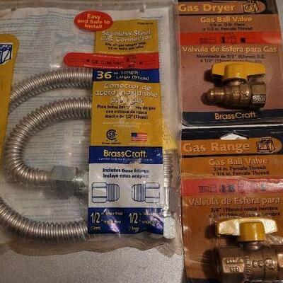 Lot 463: Gas Range BALL VALVES and Connection Hose 