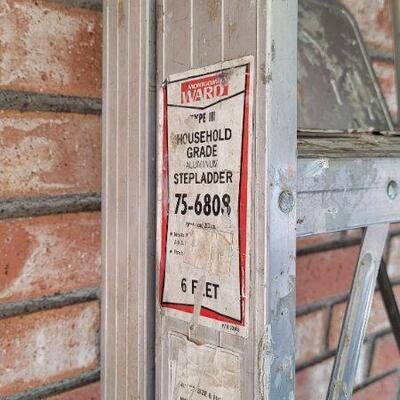 Lot 474: Vintage MONTGOMERY WARD 6 foot Aluminum Ladder 