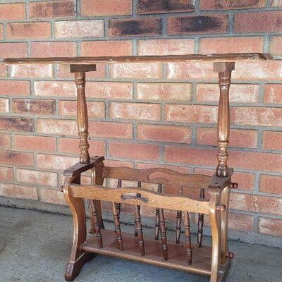 Lot 495: Vintage Side Table w/ Magazine Newspaper Storage