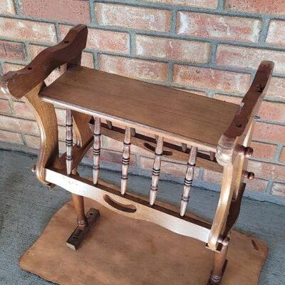 Lot 495: Vintage Side Table w/ Magazine Newspaper Storage