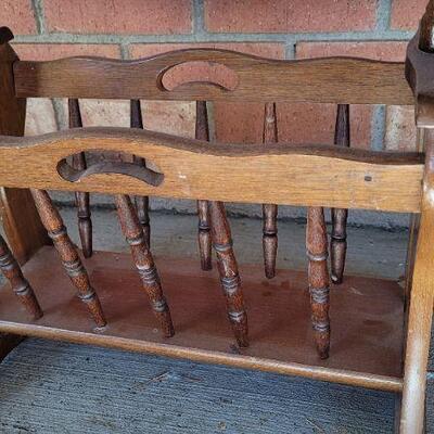 Lot 495: Vintage Side Table w/ Magazine Newspaper Storage