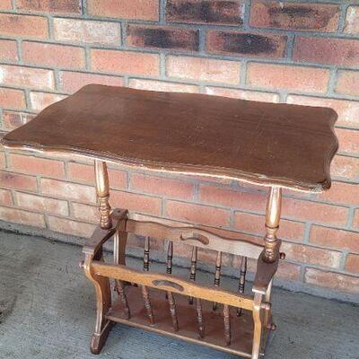 Lot 495: Vintage Side Table w/ Magazine Newspaper Storage