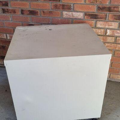 Lot 507: Vintage SHARP Metal 2-Shelf Storage Cabinet 