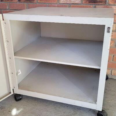 Lot 507: Vintage SHARP Metal 2-Shelf Storage Cabinet 