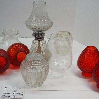 Lot 32  Lamp Light Farms oil kerosene lamp red quilted light globes