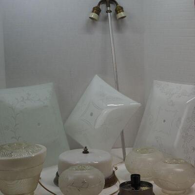 Lot 35 Vintage light covers and metal fixtures