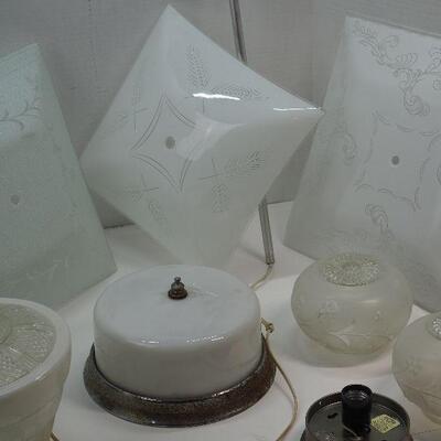 Lot 35 Vintage light covers and metal fixtures