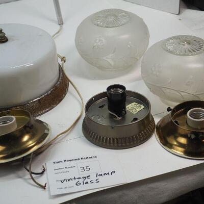 Lot 35 Vintage light covers and metal fixtures
