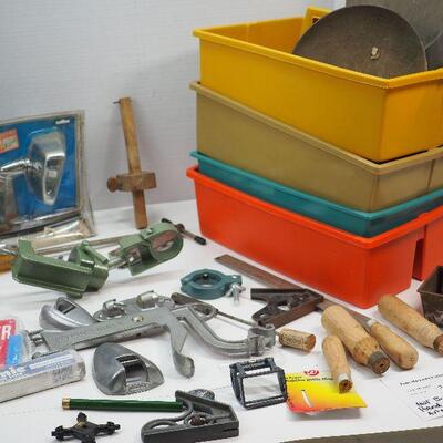 Lot 38 Colorful tool bins, hand tools
