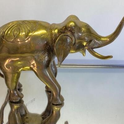 Vintage Solid Brass Elephant Sculpture , Marked