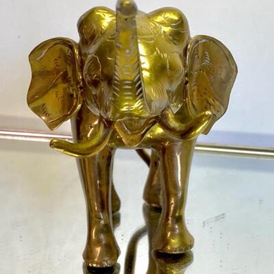 Vintage Solid Brass Elephant Sculpture , Marked