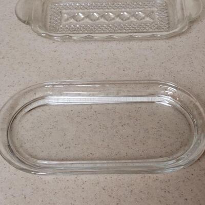 Lot 567: Glass Juicer and Butter Dishes