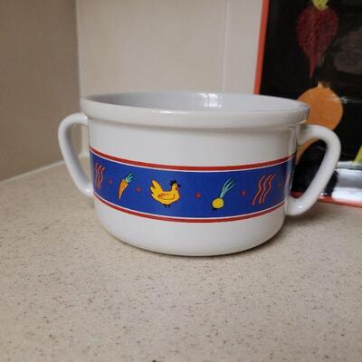 Lot 569: Crate & Barrel Veggie Plate & FTD Soup Bowl