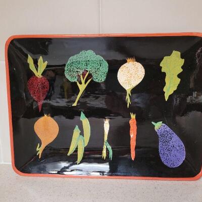 Lot 569: Crate & Barrel Veggie Plate & FTD Soup Bowl