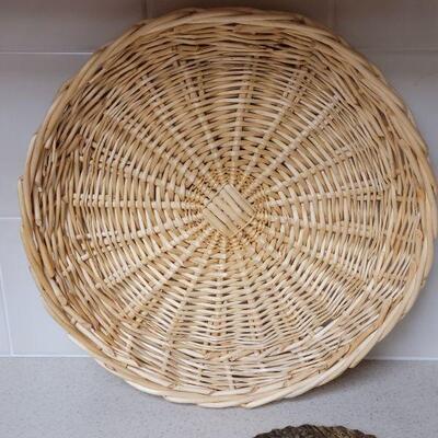 Lot 576: Apron, Large Basket Plate and Metal Trivet