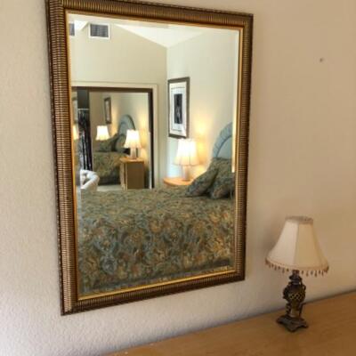 Lot 9. Mirror (28” x 40.5”) and one lamp (17” H)--WAS $65–NOW $48.75