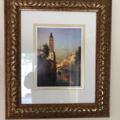 Lot 12. Pair of Venice Canal prints (9” x 7”); gilded frames (16” x 18”)--WAS $65–NOW $48.75