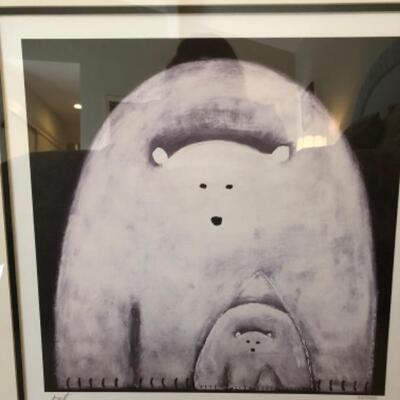 Lot 13. Polar bear print  (“Little Midnight”) with certificate (15.5 x 15”) with 24”x 24” black frame--WAS $45–NOW $33.75
