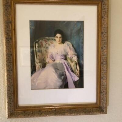 Lot 36. Print of woman in chair (10.5 x 13.5â€); frame: 19.5â€ x 23.5â€ - - WAS $65â€“NOW $48.75