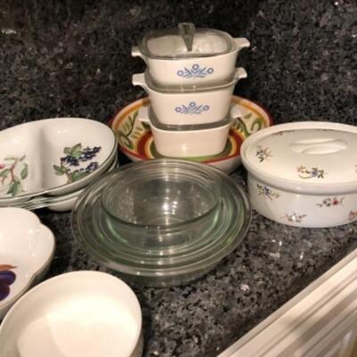 Lot 71. Assorted glass baking dishesâ€”Pyrex, Corning,  Royal Worcester, and Cordon Bleu--WAS $75â€“NOW $56.25
