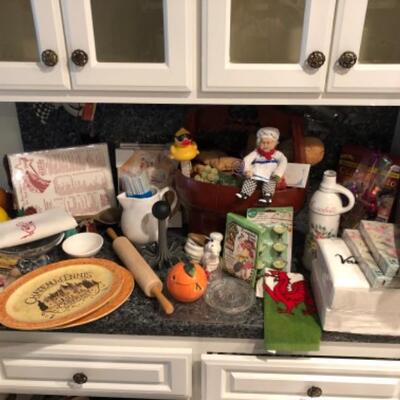 Lot 89. Kitchen and Dining accessories, bread knife, decanter, juicer, party supplies, dishware, etc.--WAS $75â€“NOW $56.25