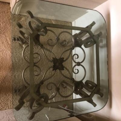 Lot 152. Wrought iron side tables with glass top- and pair of lamps--WAS $145â€“NOW $108.75