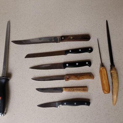 Lot 584: Knife, Ice Pick and Knife Sharpeners lot