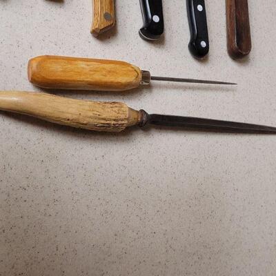 Lot 584: Knife, Ice Pick and Knife Sharpeners lot