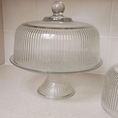 Lot 593: Cake Stand with 2 Dome lids