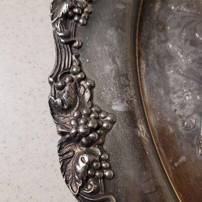 Lot 596: Silverplate Grape Rim Tray