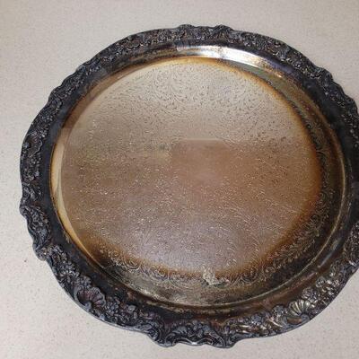 Lot 597: Silverplate Floral Rim Tray