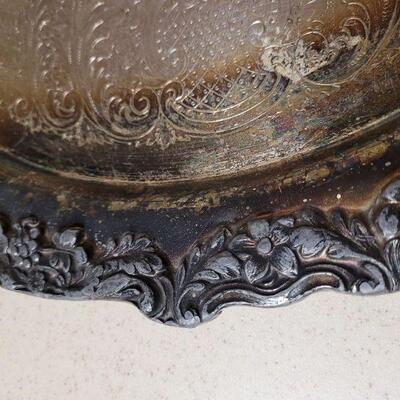Lot 597: Silverplate Floral Rim Tray