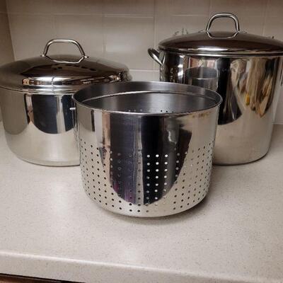 Lot 603: (2) Canning Pots and Basket