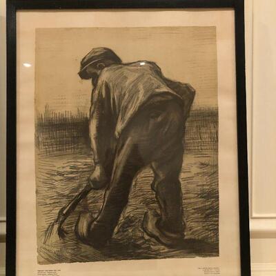 2 Pieces of Vincent Van Gogh Artwork, Digger in a Potato Field and Peasant Woman Digging