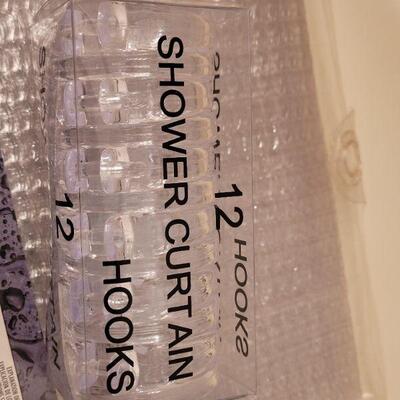 Lot 635: New Clear Textured Shower Curtain and Rings 